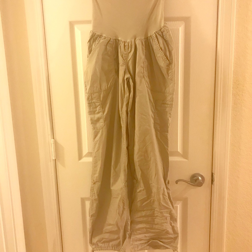 Beige maternity cargo pants by Motherhood Large